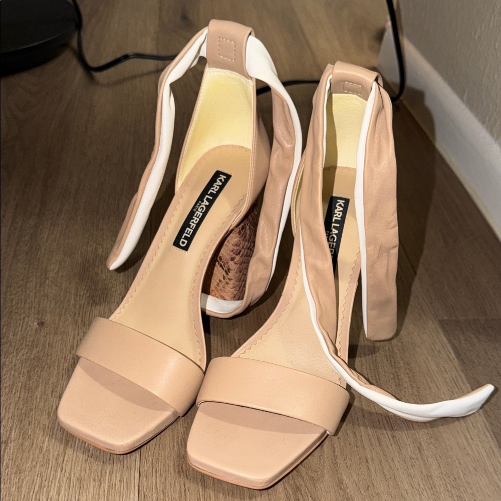Karl Lagerfeld Nude and White Heels